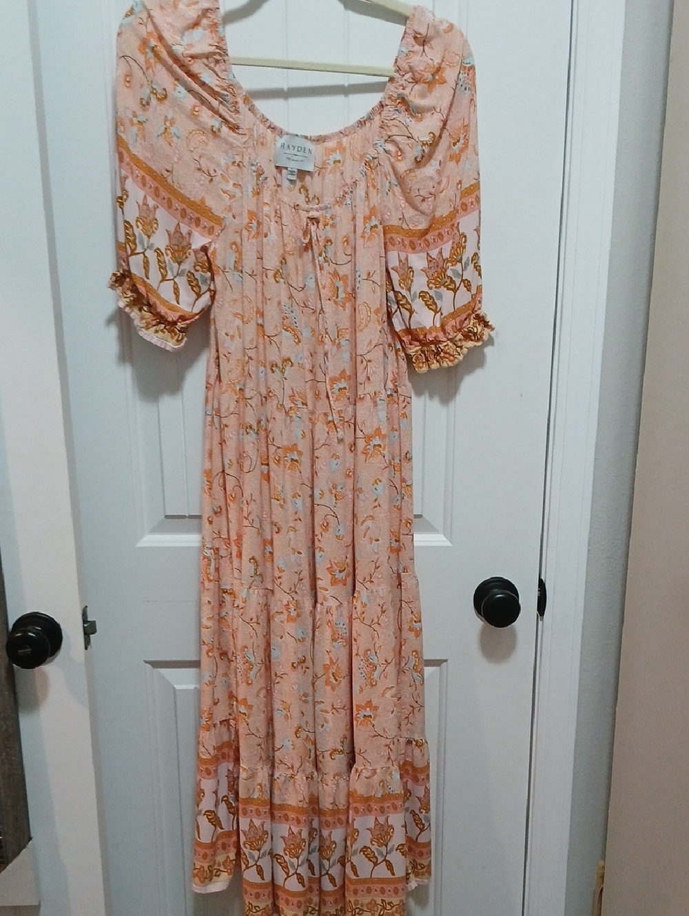 Hayden Peach Floral Boho Maxi Dress